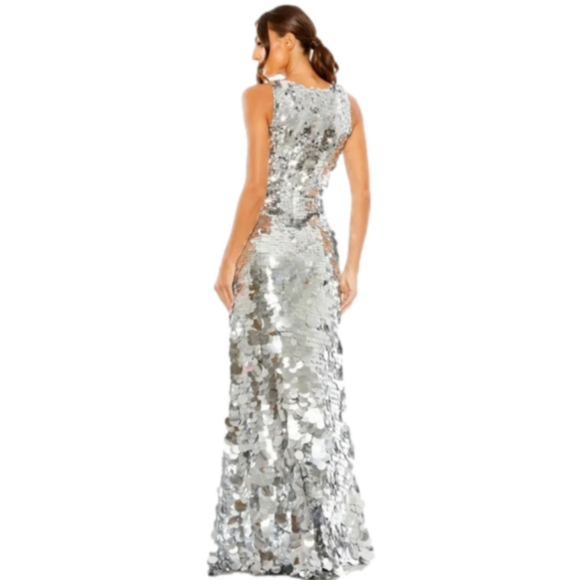 Mac Duggal Silver Sequin Maxi Dress - Picture 3 of 15